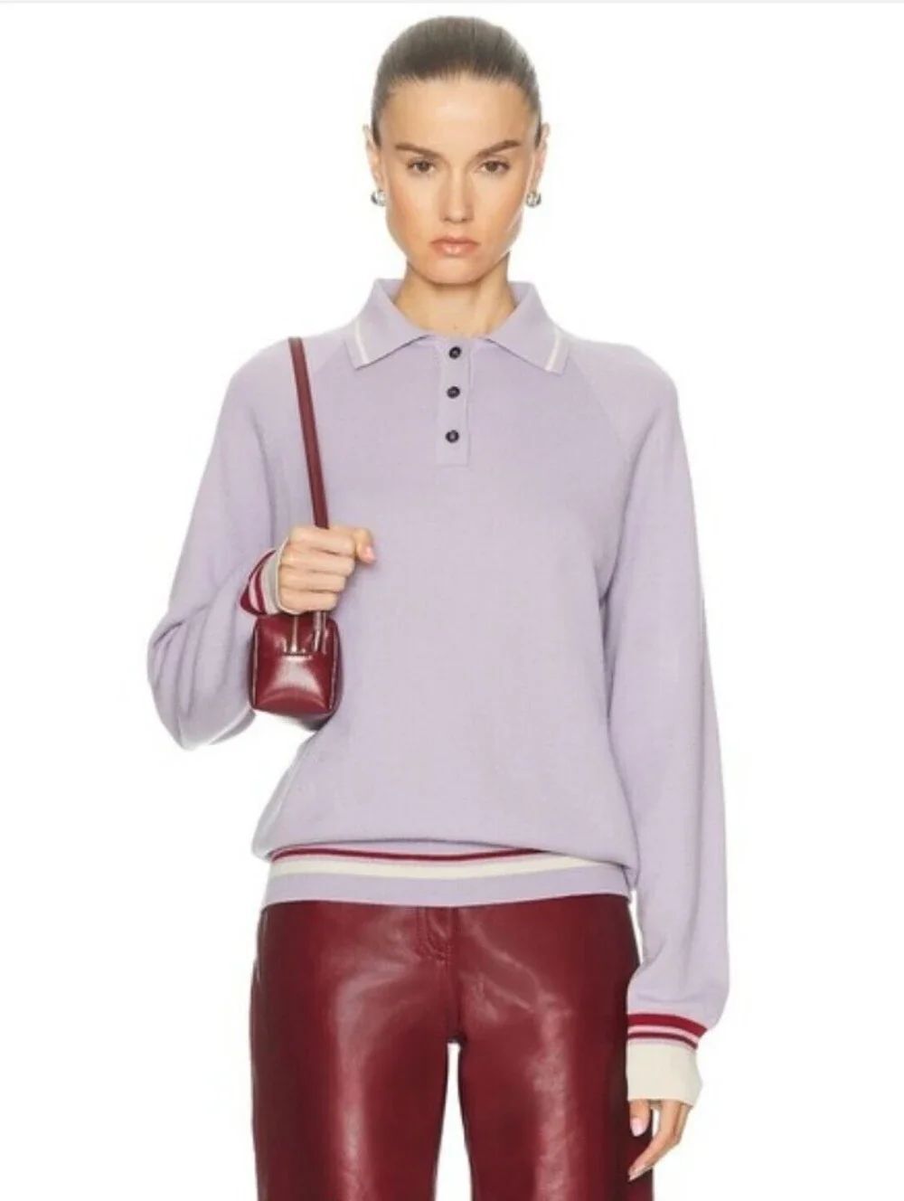 Amiya Nwt Ivy Polo Sweater in Lilac Size Medium